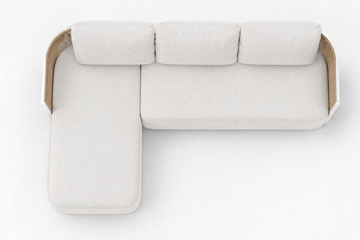 Ripple Chaise Sectional in Aluminium, overhead top view