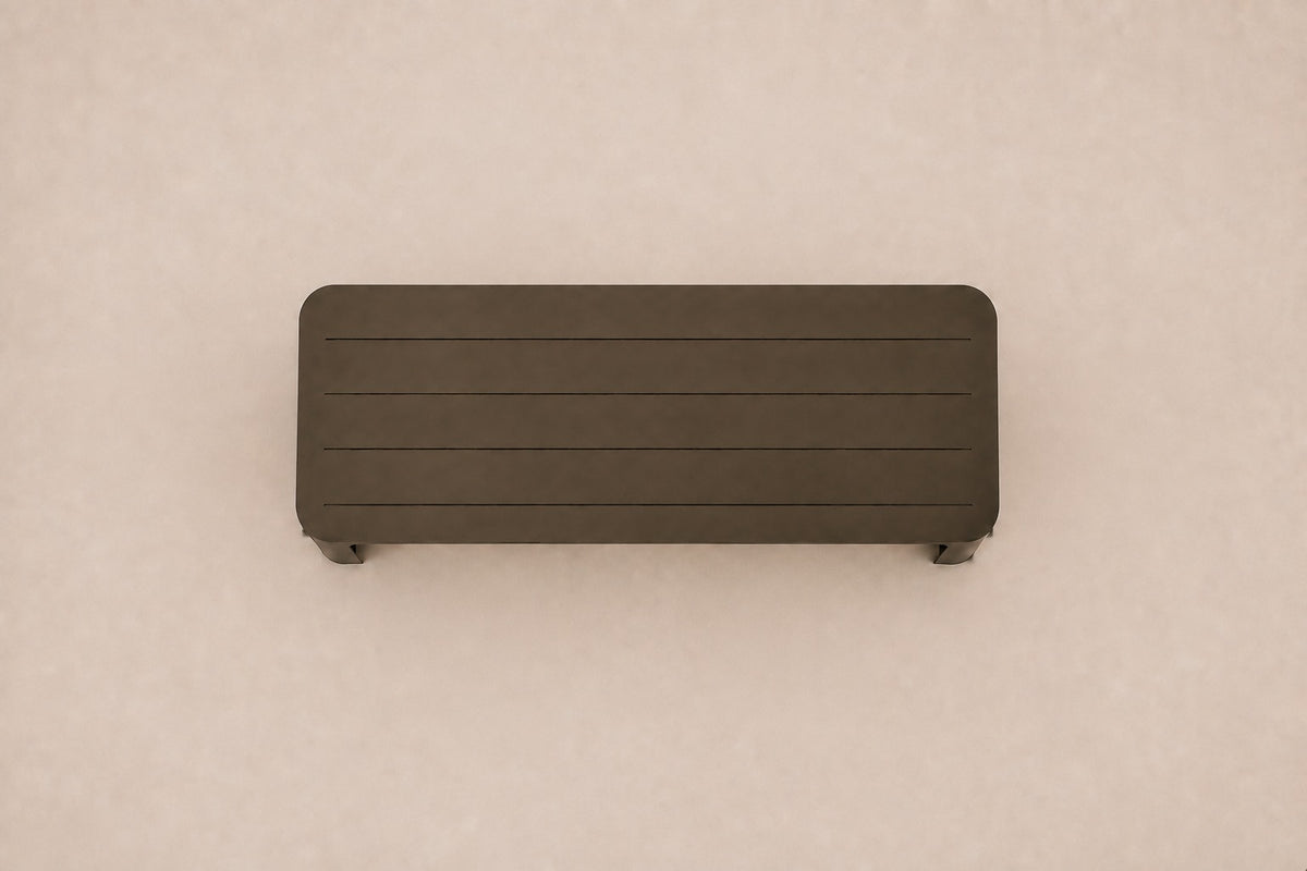 Serein Dining Table in Aluminium, 274 cm variant, overhead top view