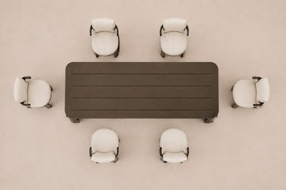 Serein Outdoor Dining Set in Aluminium, overhead top view
