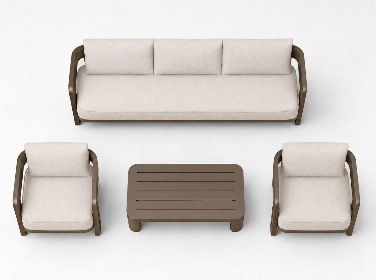 Serein Outdoor Sofa Set in Aluminium, overhead top view