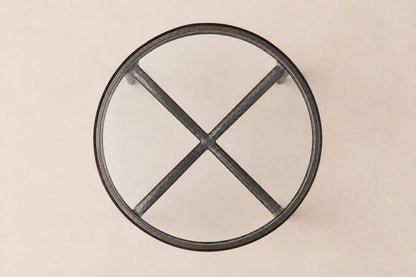Thaddeus Glass Round Side Table, overhead top view