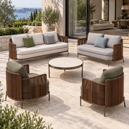 Lifestyle view: Amalfi Outdoor Sofa Set in a furnished setting
