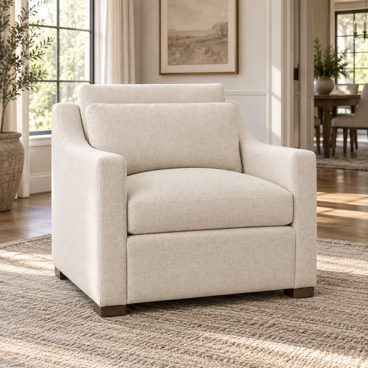 Lifestyle view: Belgian Classic Slope Arm Chair, photographed in a quiet interior
