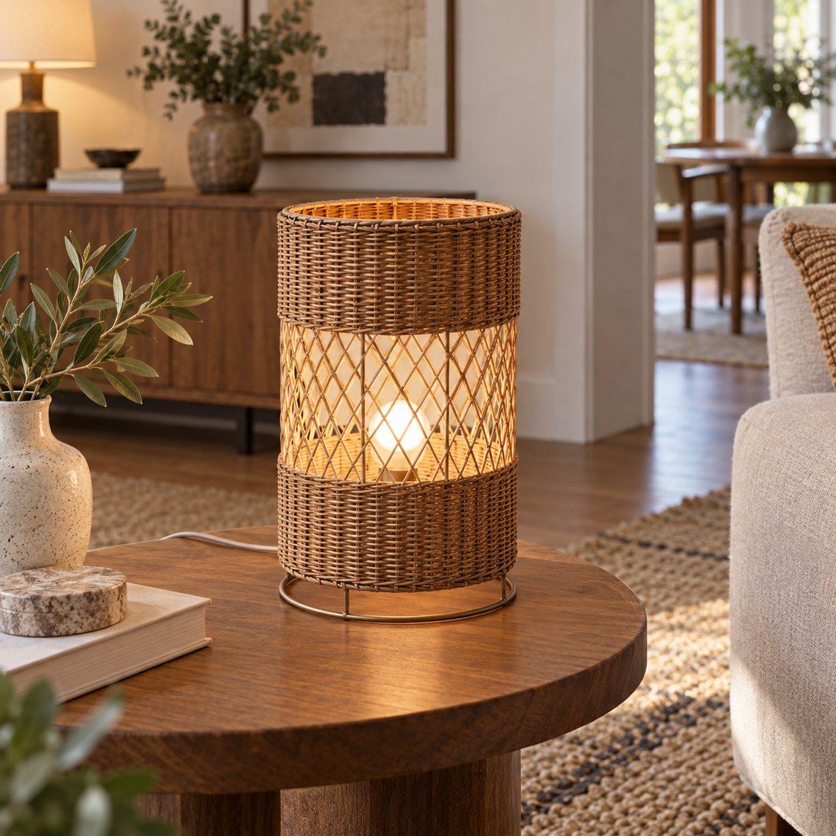 Lifestyle view: Cannella Table Lamp in a furnished setting