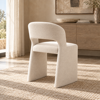 Lifestyle view: Corta Fabric Dining Side Chair, photographed in a quiet dining room