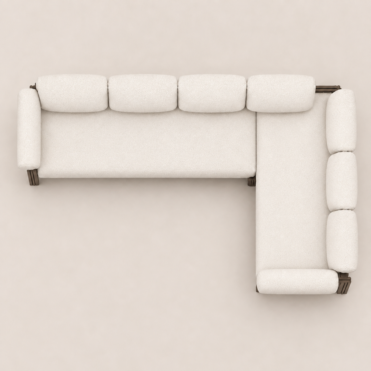 Ethereal L-Sectional in Aluminium, square overhead view