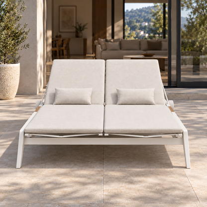 Lifestyle view: Faro Double Sun Lounger in a furnished setting