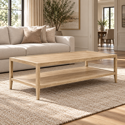 Lifestyle view: French Contemporary Coffee Table, photographed in a quiet interior
