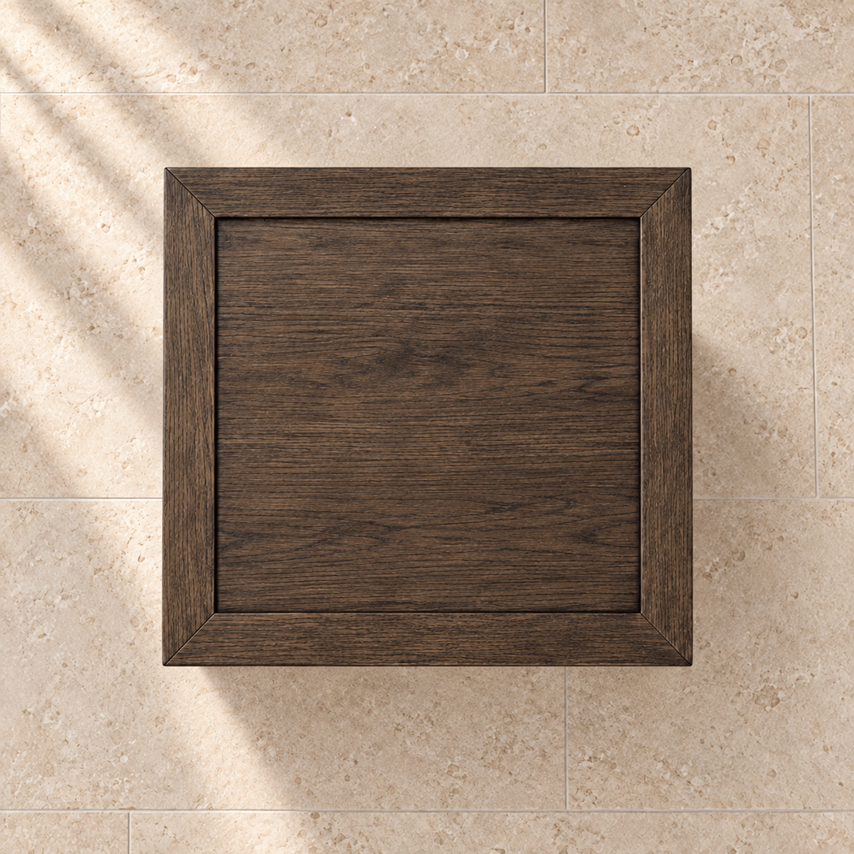 French Contemporary Square Side Table, overhead top view