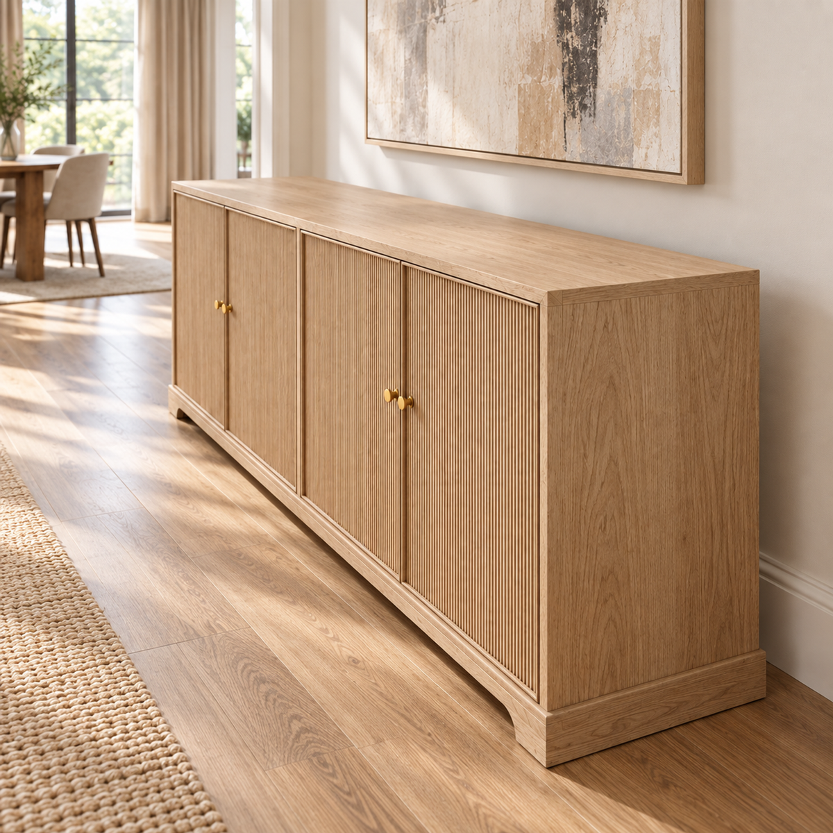 Lifestyle view: Genevieve Reeded 4-Door Sideboard, photographed in a quiet interior