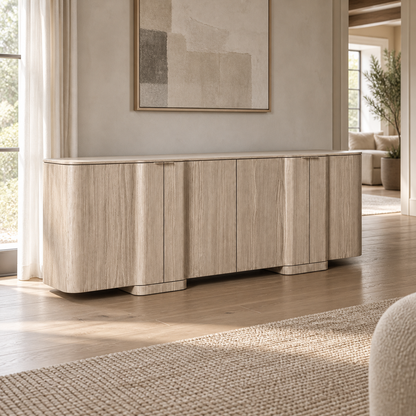 Lifestyle view: Kyoto four-door sideboard in a sunlit furnished interior