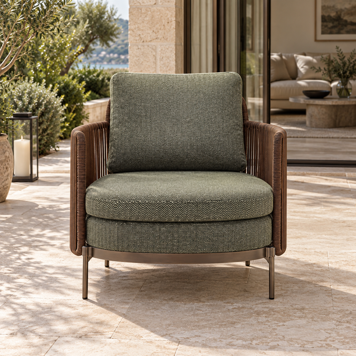 Lifestyle view: Amalfi Lounge Chair in a furnished home terrace