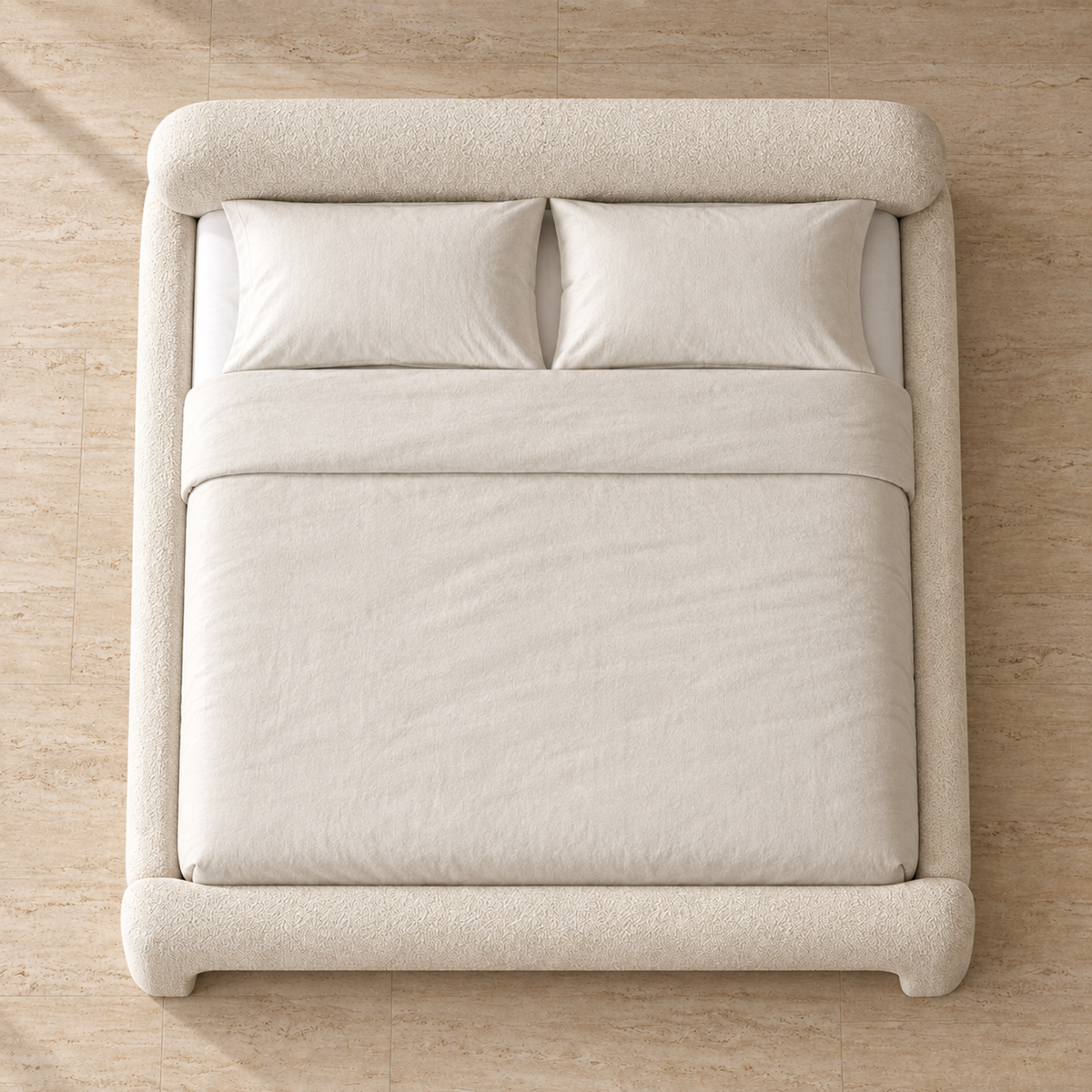 Lila Fabric Panel Bed, overhead top view