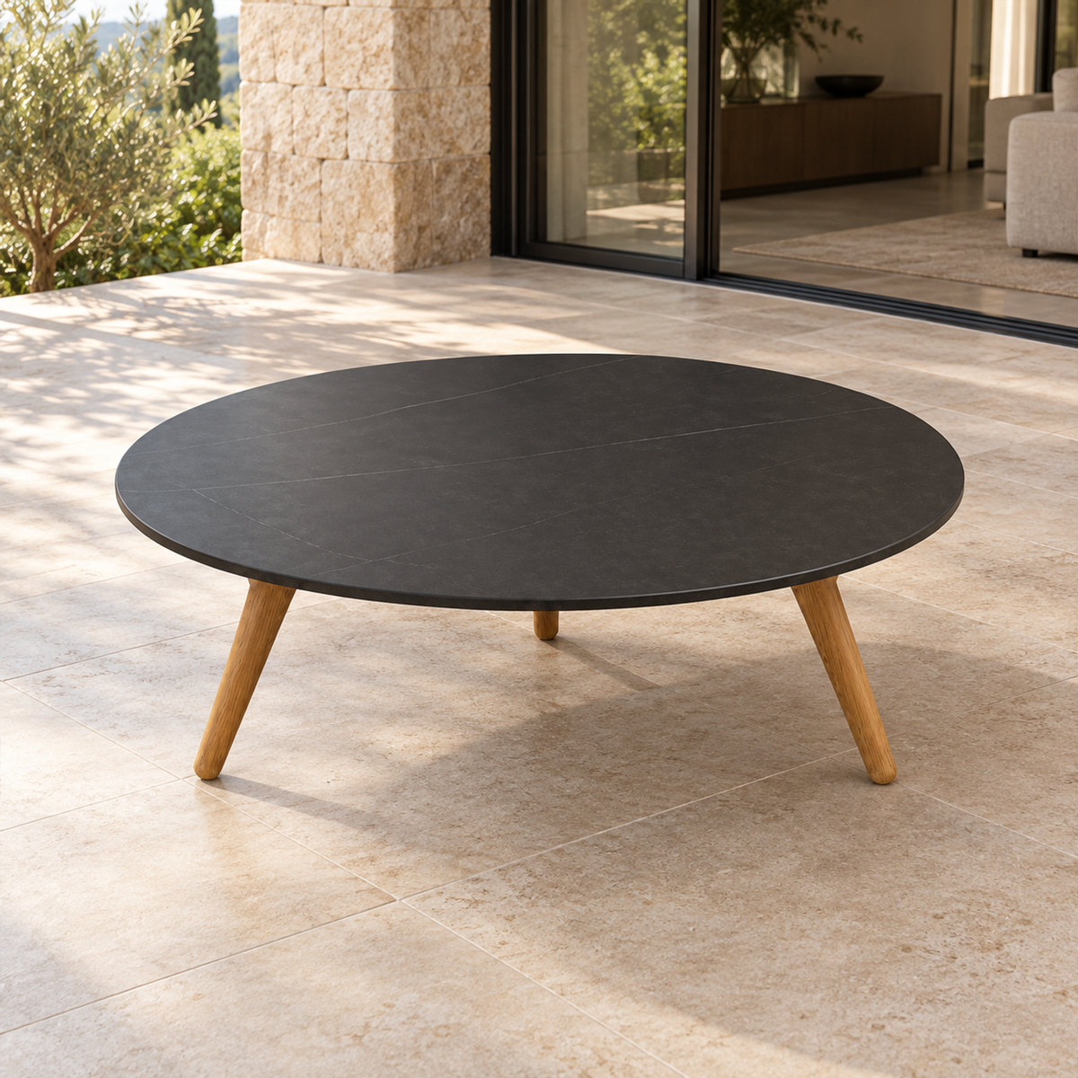 Lifestyle view: Marisol Coffee Table, 90 cm in a furnished setting