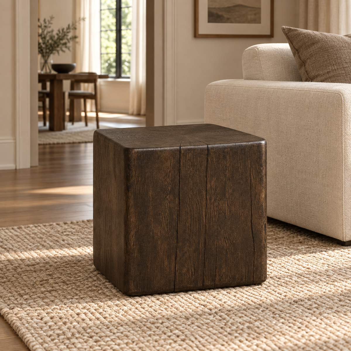 Lifestyle view: Oslo Plinth Square Side Table in a furnished setting