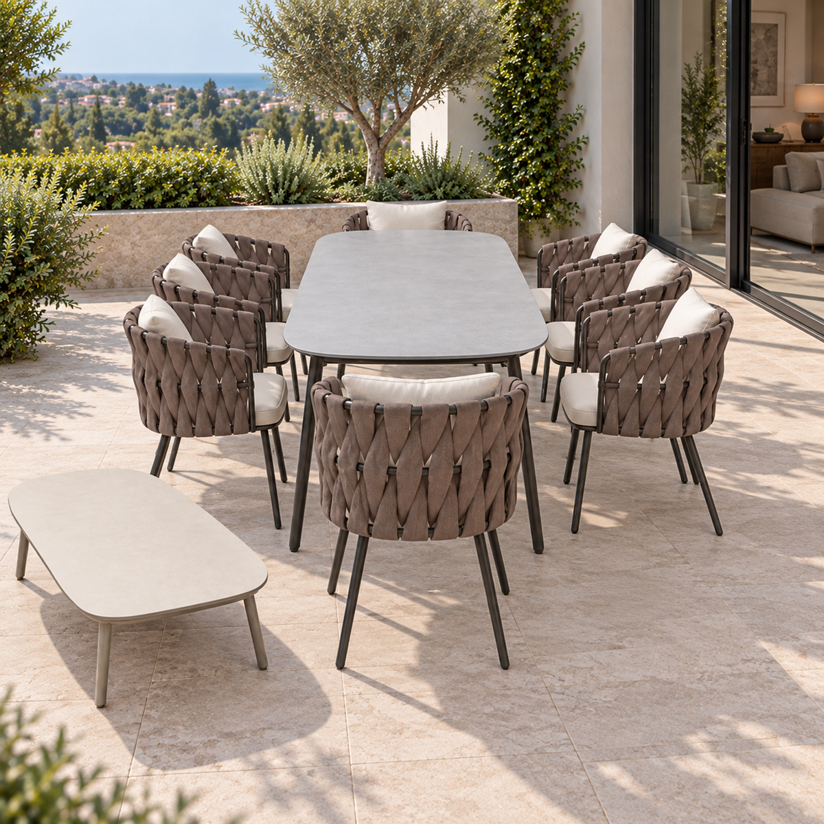 Lifestyle view: Otranto Outdoor Dining Set in a furnished home terrace