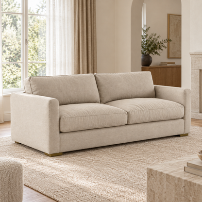 Presidio Loveseat — studio view against a warm alabaster ground
