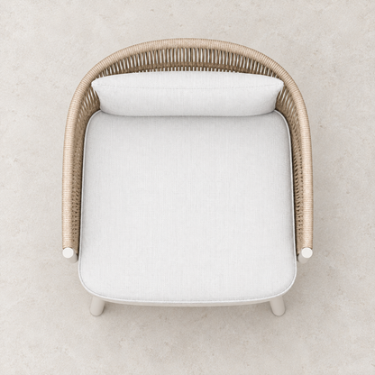 Ripple Dining Chair in Aluminium, overhead view on a stone terrace