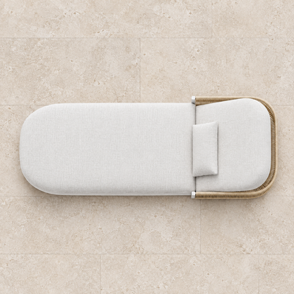 Ripple flat sun lounger in aluminium, overhead view on a stone terrace