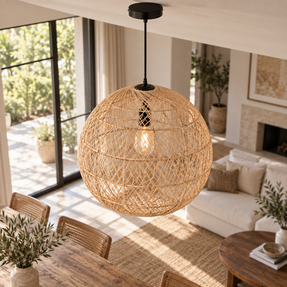 Lifestyle view: Cannella Pendant, Globe in a furnished setting