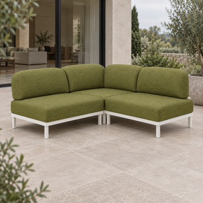 Lifestyle view: Luna Modular Corner Sofa in Aluminium in a furnished setting