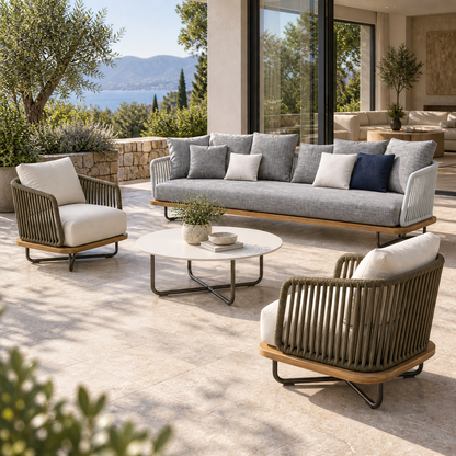 Lifestyle view: Portofino Outdoor Sofa Set in a furnished setting