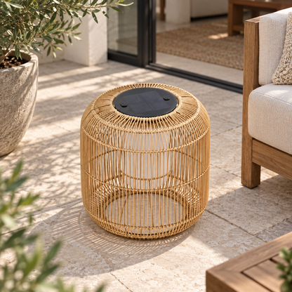 Lifestyle view: Solano Solar Lantern, Low, Open Weave
