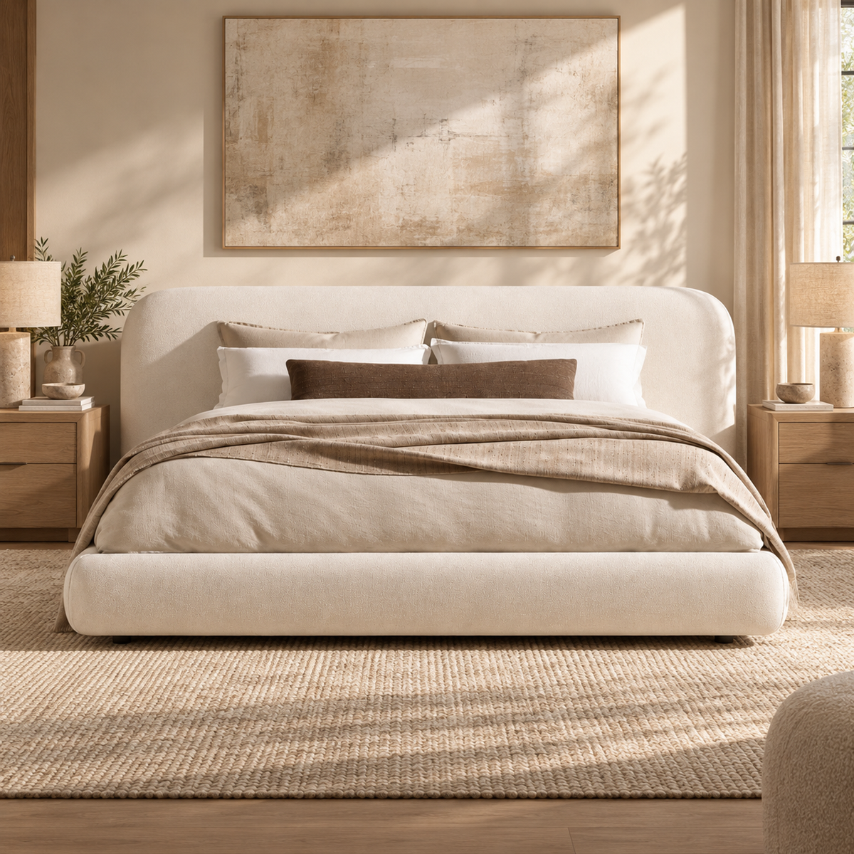Lifestyle view: Lola Fabric Extended Panel Bed