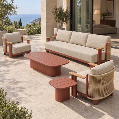 Lifestyle view: Aria Outdoor Sofa Set in Aluminium
