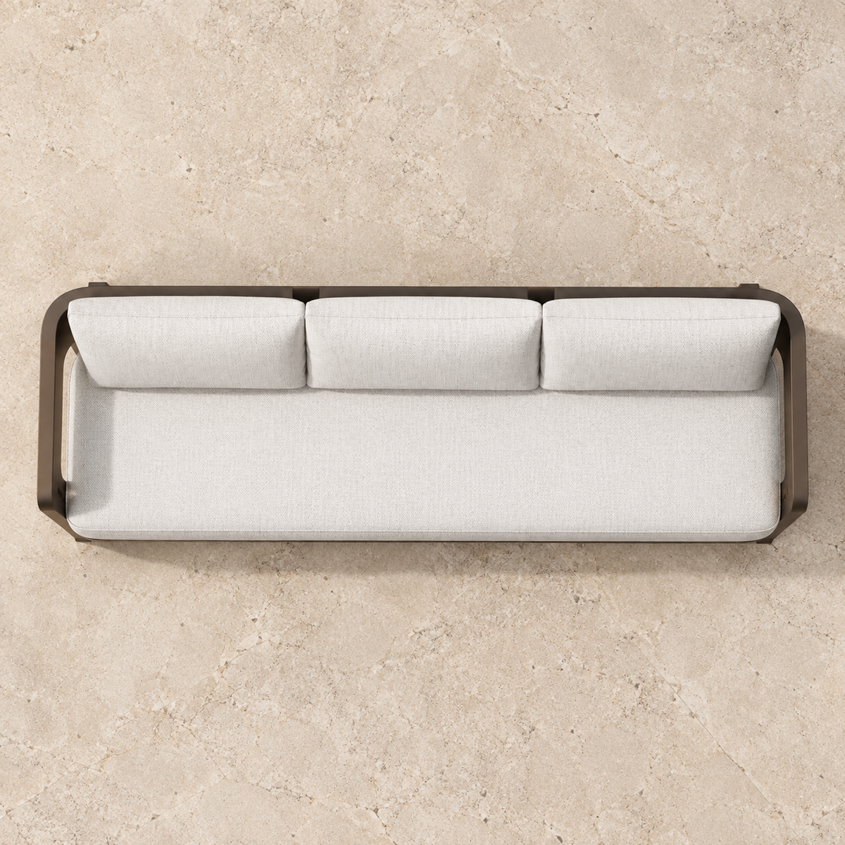 Serein aluminium sofa, overhead view on a furnished home terrace