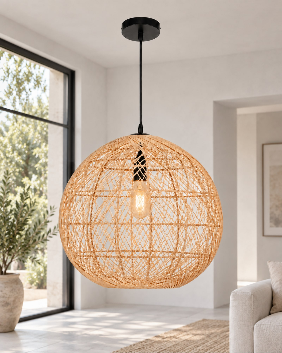 Cannella Pendant, Globe in a styled setting