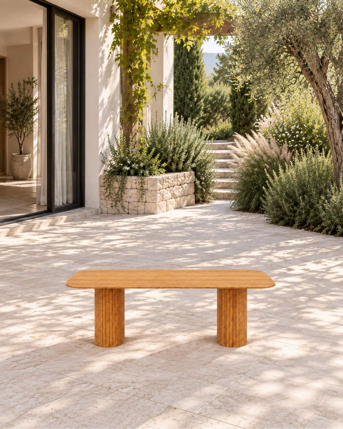 Ethereal Dining Table in Teak in a styled setting