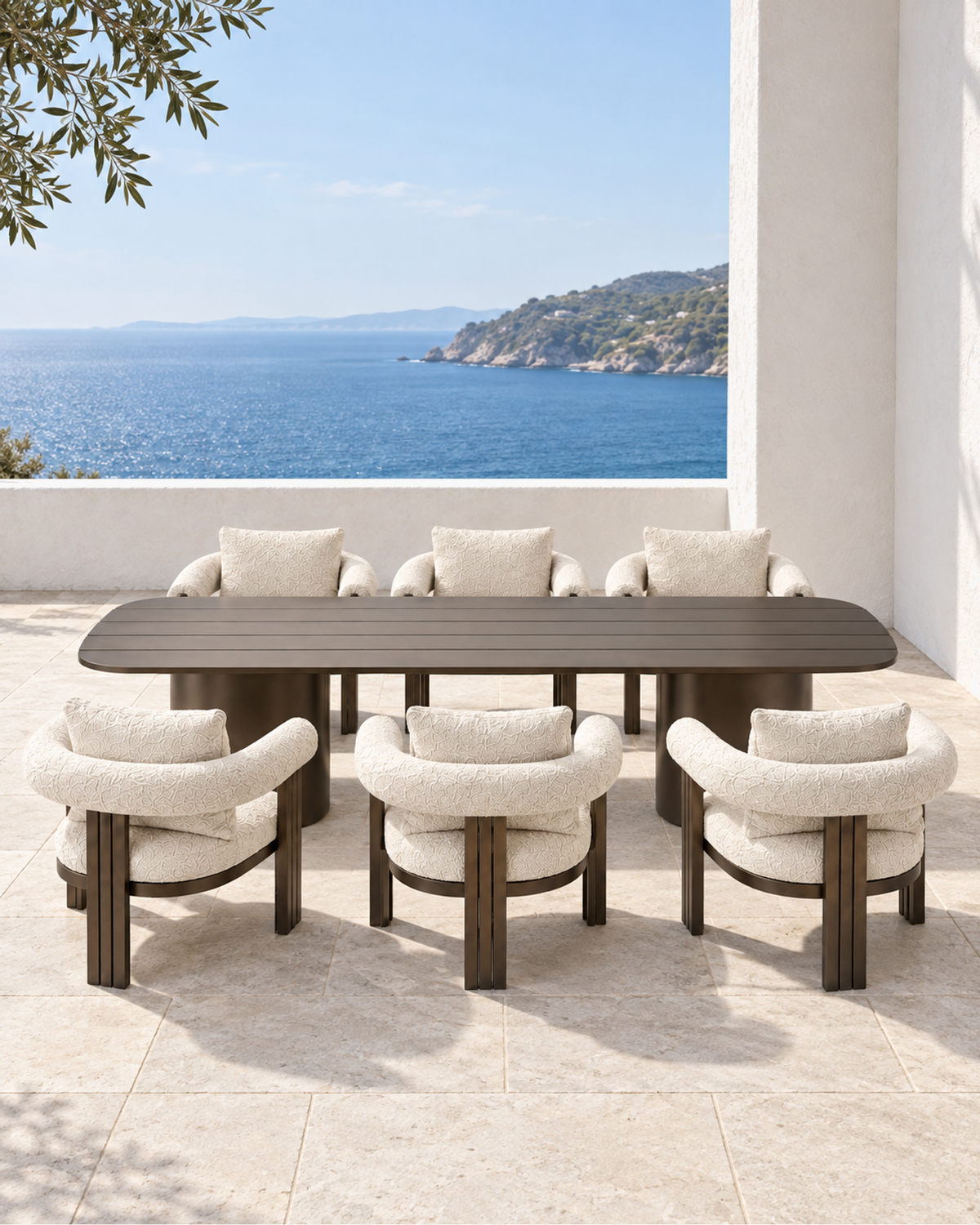 Ethereal Outdoor Dining Set in Aluminium in a styled setting