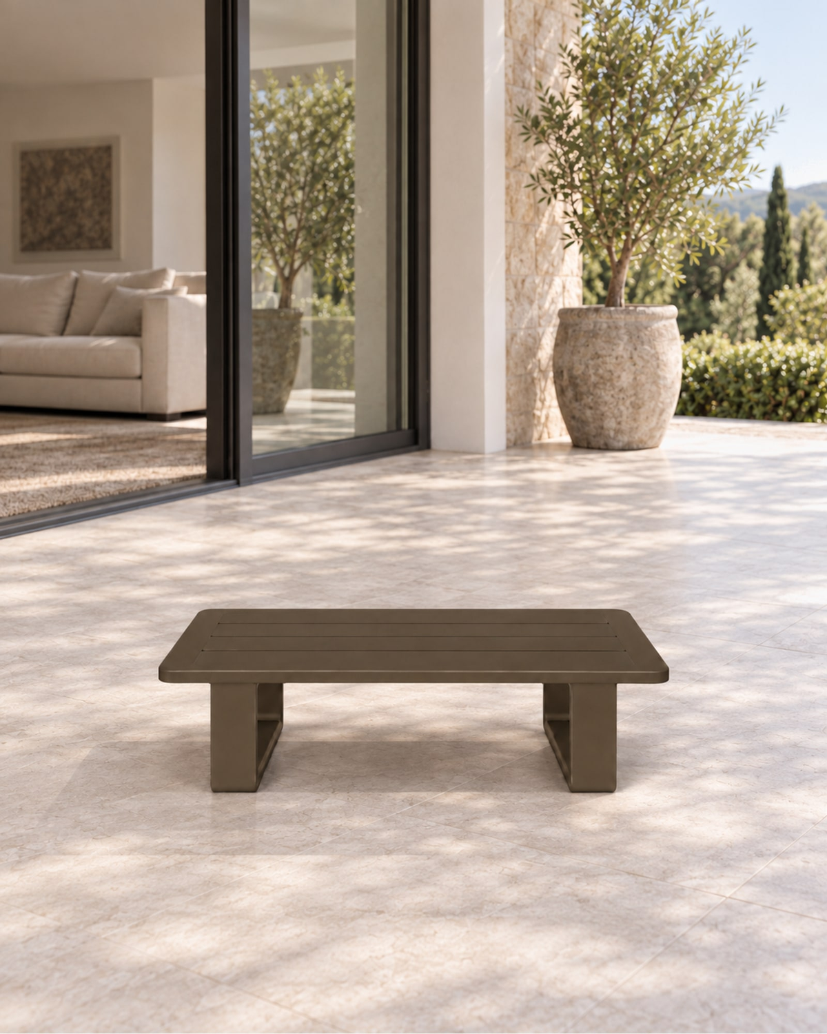 Grace Coffee Table in Aluminium in a styled setting