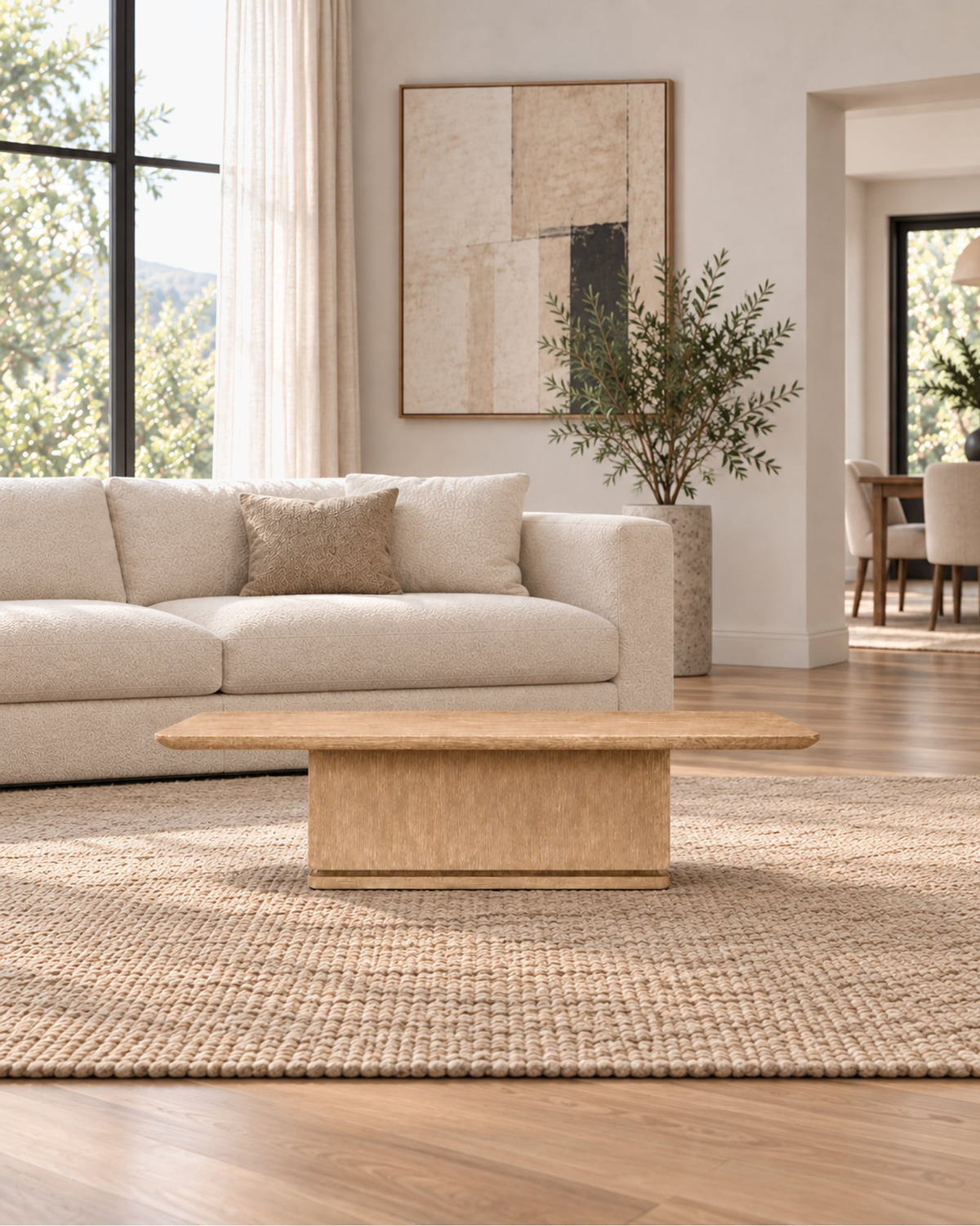Ligné Pedestal Coffee Table in a styled setting