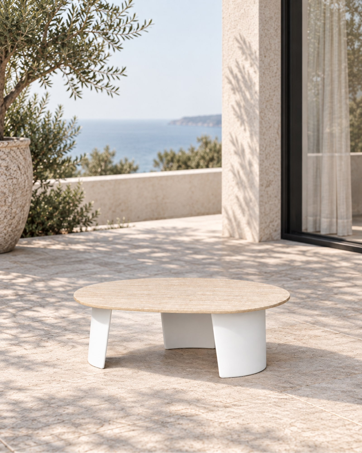 Luna Coffee Table in Aluminium in a styled setting