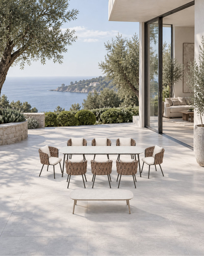 Otranto Outdoor Dining Set in a styled setting