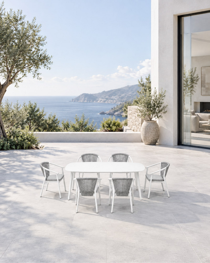 Paros Outdoor Dining Set in a styled setting