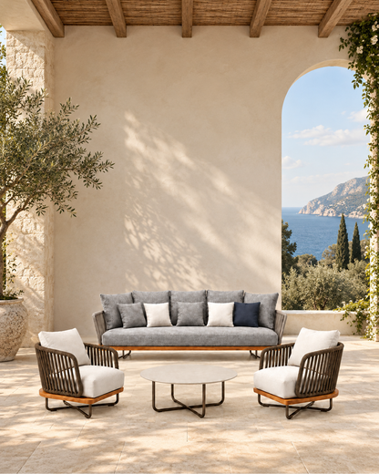 Portofino Outdoor Sofa Set in a styled setting