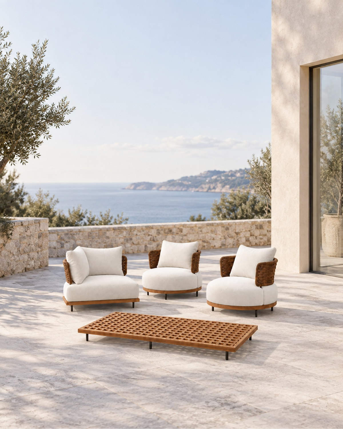 Ravello Outdoor Sofa Set in a styled setting