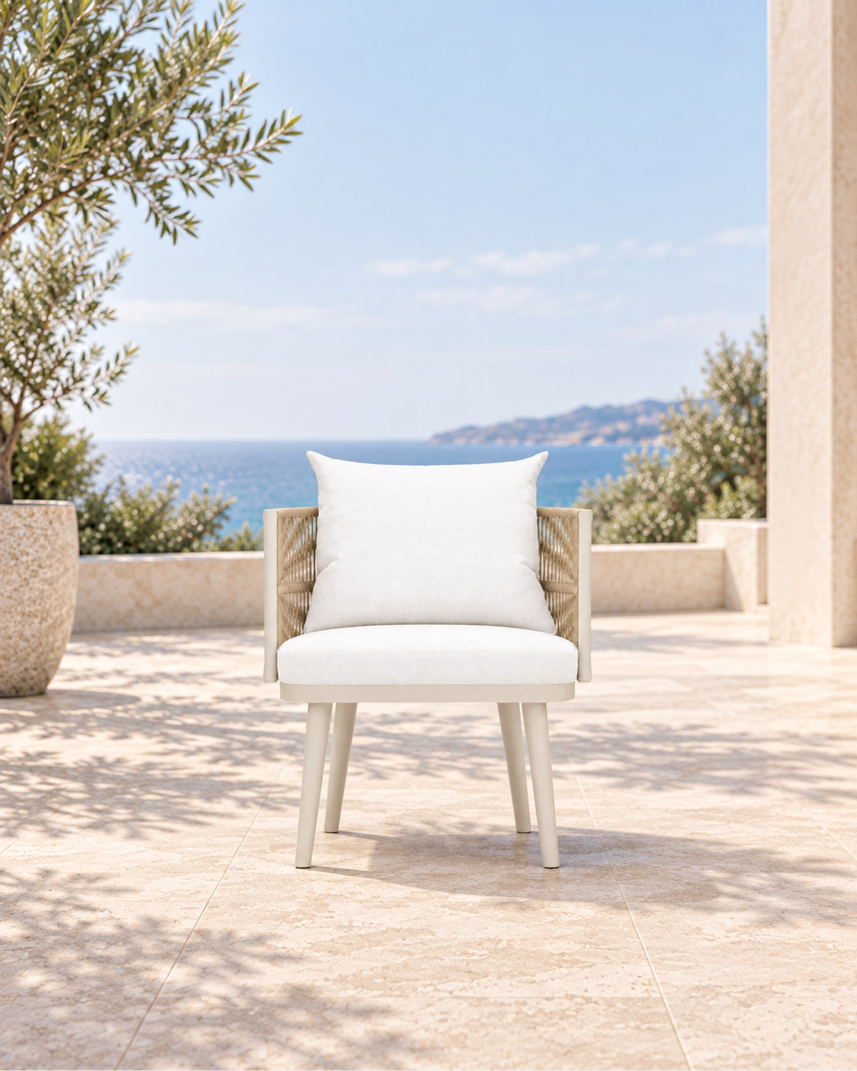 Ripple Dining Chair in Aluminium in a styled setting