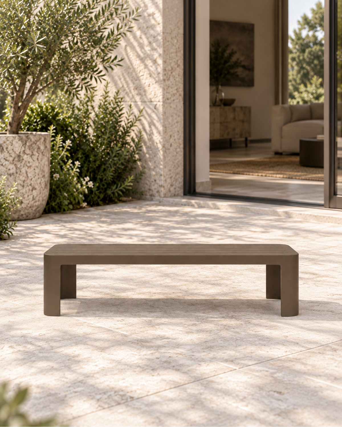 Serein Coffee Table in Aluminium in a styled setting