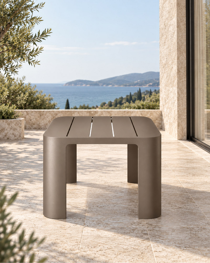 Serein Dining Table in Aluminium in a styled setting