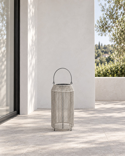 Solano Solar Lantern, Tall in a styled setting