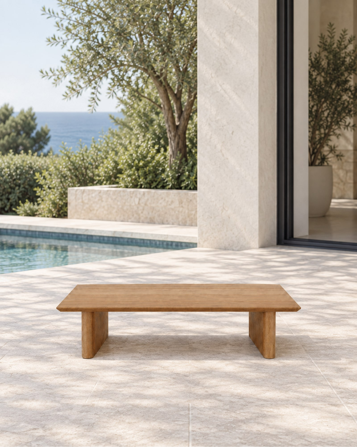 Vela Coffee Table in Teak in a styled setting