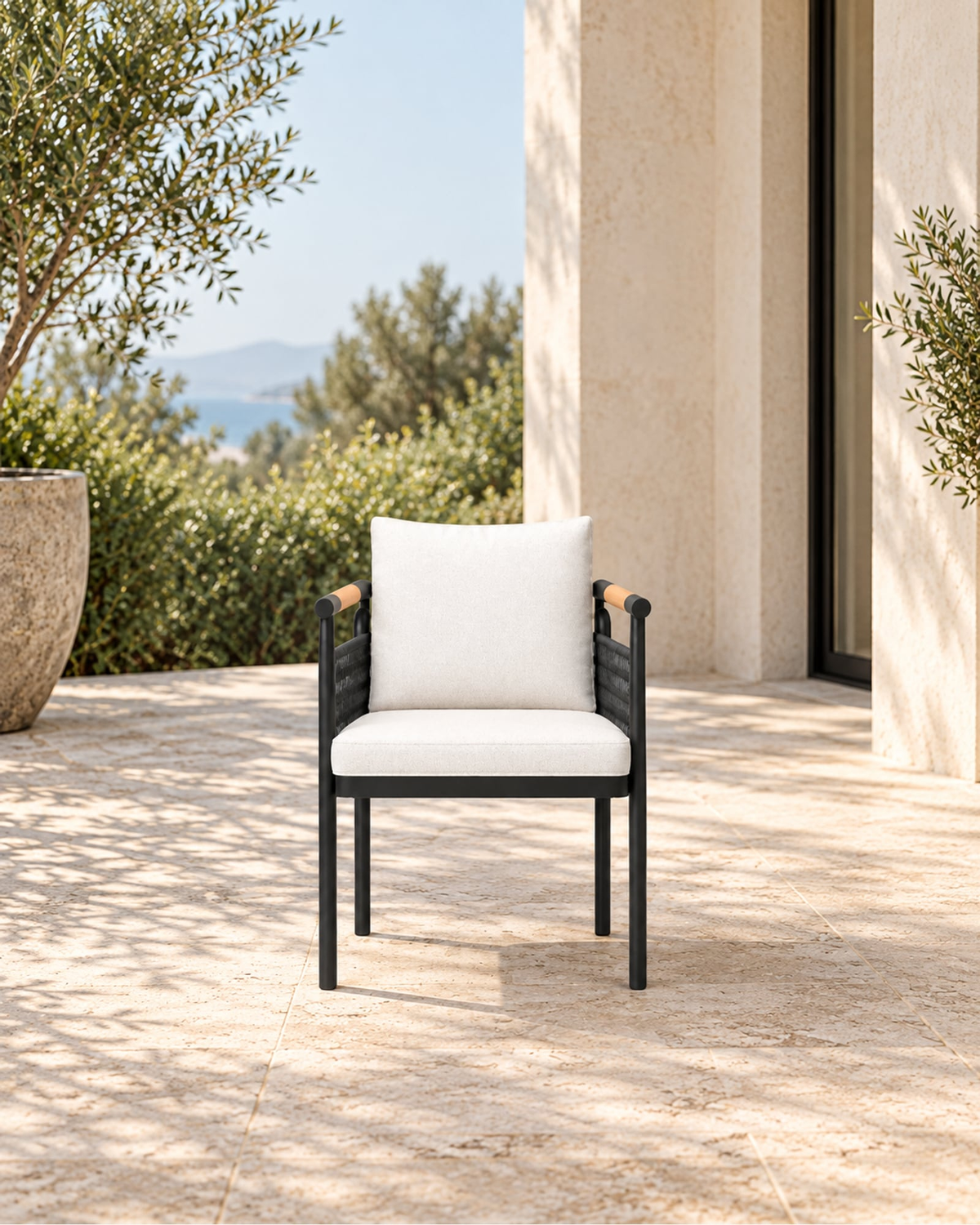 Zenia Dining Chair in Aluminium in a styled setting