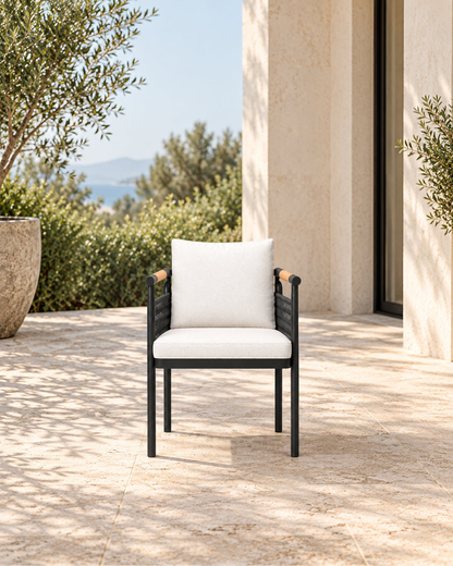 Zenia Dining Chair in Aluminium in a styled setting