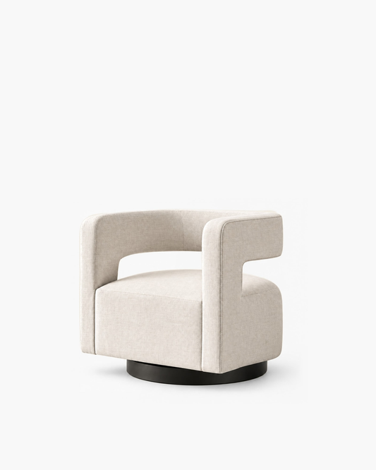 Drew Curved Swivel Chair — studio view