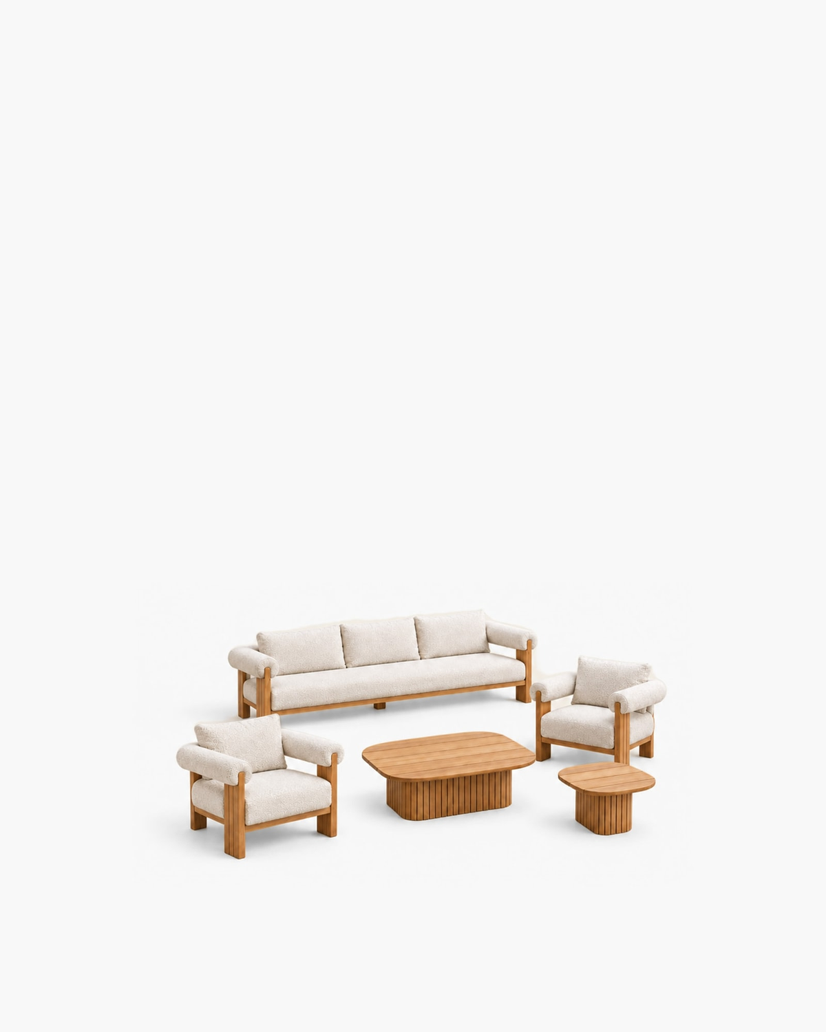 Ethereal Outdoor Sofa Set in Teak — studio view