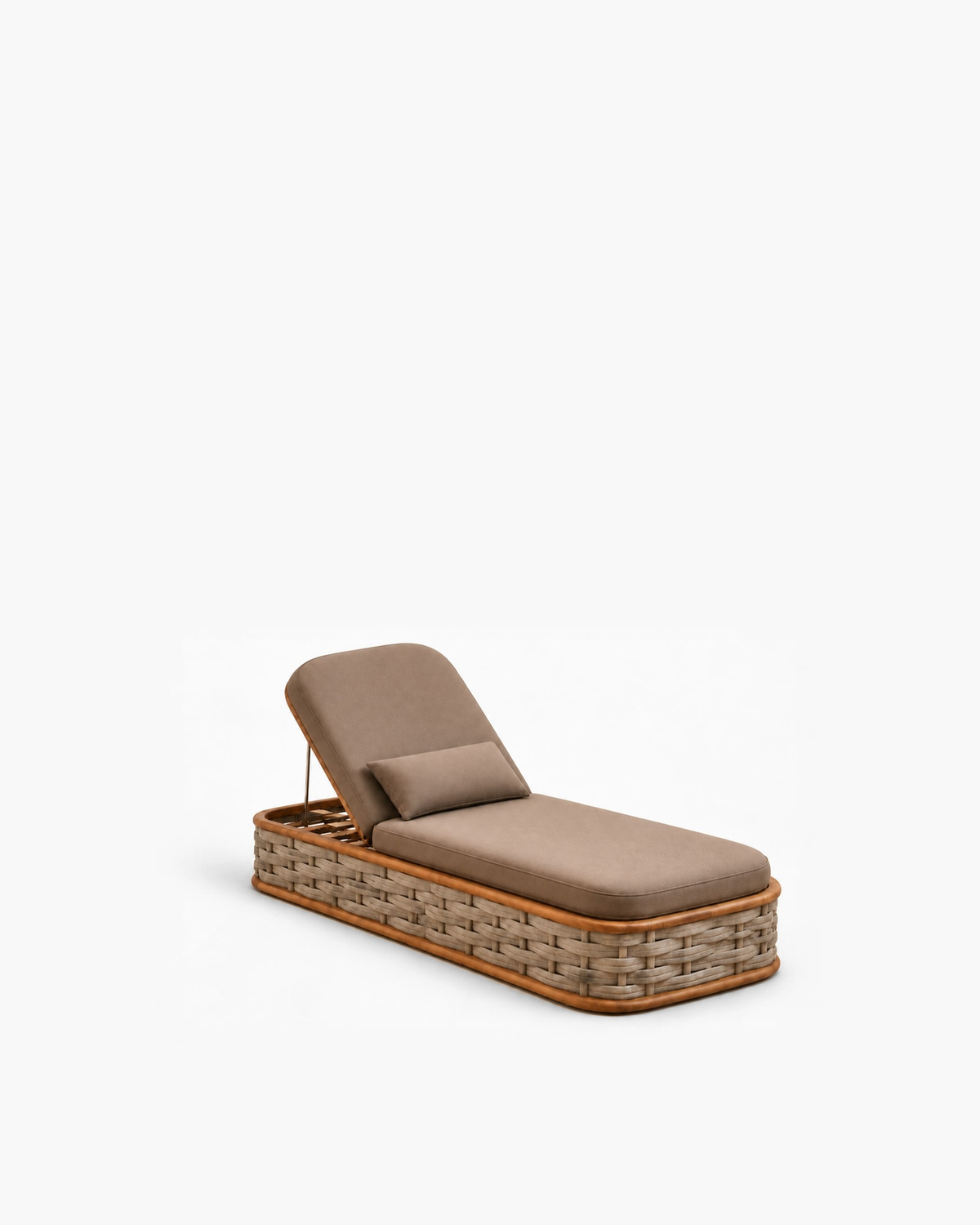 Vela Woven Sun Lounger in Teak — studio view